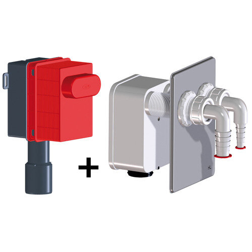 Сменный сифонный комплект HL4200 для подкл. 2-х стиральных, сушильных и посуд. машин или их комбинаций, для скрытой установки