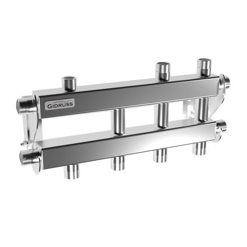 Коллектор распределительный GIDRUSS MKSS-40-4DU 4-х контурный НР 3/4" Ду 20 Ру 6 модульный