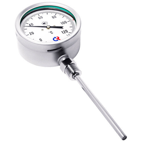 Термометр РОСМА БТ-52.220-64 Дкорп=100мм 10 МПа кл. 1,5 G1/2" Траб = 0...+120°C биметаллический коррозионностойкий готовый к гидрозаполнению, радиальный 00000032096