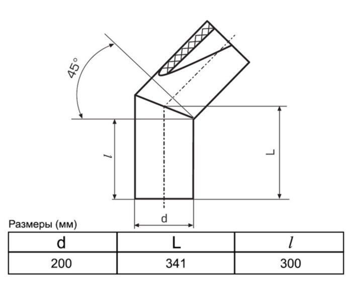 Отвод 200 мм SDR17 45° ПЭ100 сварной сегментный ПНД
