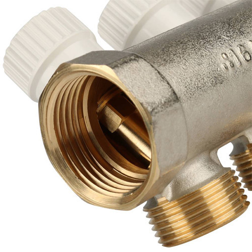 Коллектор распределительный STOUT SMB 6851 3 отвода ВР-НР 1"х3/4" DN 25 PN 10 с запорными клапанами 3