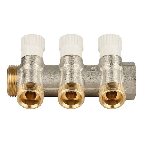 Коллектор распределительный STOUT SMB 6851 3 отвода ВР-НР 1"х3/4" DN 25 PN 10 с запорными клапанами 2
