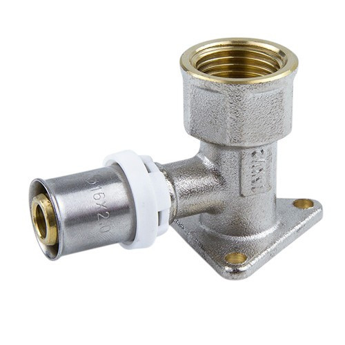 Угольник латунный Aquasfera 8008 DN 15x16.4 PN 16 резьба - 1/2'', покрытие - никель, с креплением, резьбовой ВР/пресс, 8008-01 3