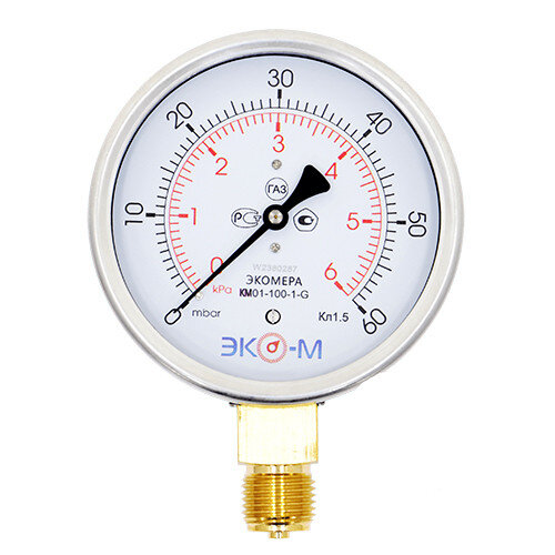Манометр (тягомер) ЭКОМЕРА КМ Ду 100 мм Ру 0-6 кПа