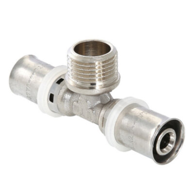 Тройник переходной VALTEC VTm.233 НР 1/2" DN 16x15x16 PN 10 латунный никелированный