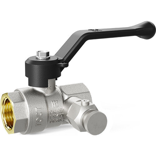 Кран шаровой латунный LD Pride 44.15.В-В.С.Р Ду 15 Ру 40 резьба (ВР-ВР) 1/2", никелированный с черным рычагом, неполнопроходный