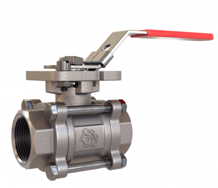 Кран шаровой трехсоставной РАШВОРК 7025 Ду10 Ру63 нержавеющий резьбовой ВР/ВР полнопроходной