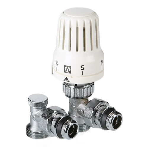 Комплект терморегулирующего оборудования Valtec VT.045.NER 1/2" x 3/4" (евроконус) DN 15 PN 10 для радиатора угловой