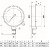 Мановакуумметр РОСМА ТМВ-511Р.00 NH3 (-0,1...0,9 MПa) Дкорп=100мм кл. 1,5 G1/2" аммиачный радиальный 00000007204 3