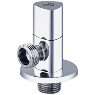 Клапан (вентиль) угловой для бытовых приборов латунный Aquasfera 1070 DN 15 PN 10 резьба - 1/2"х3/4", покрытие - хром, с отражателем, резьбовой НР-НР, маховик хромированный, 1070-02