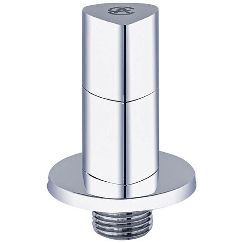 Клапан (вентиль) угловой для бытовых приборов латунный Aquasfera 1070 DN 15 PN 10 резьба - 1/2"х3/4", покрытие - хром, с отражателем, резьбовой НР-НР, маховик хромированный, 1070-02