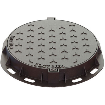 Люк чугунный сверхтяжелый СТ(Е600)-ТСОД-1-60 для технических средств обеспечения движения ГОСТ 3634-2019