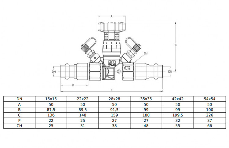 Клапан Cim 787PRF Ду 15 Ру 25 балансировочный Cimberio 3