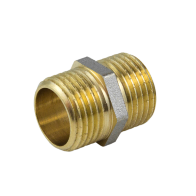 Ниппель латунный Aquasfera 9022 DN 40 PN 16 резьба - 1 1/2'', покрытие - никель, прямой резьбовой НР-НР, 9022-05