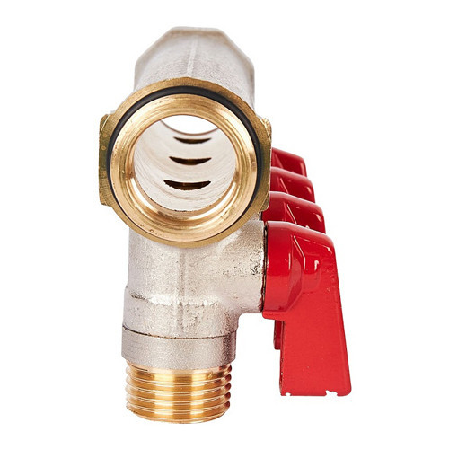 Коллектор распределительный STOUT SMB 6210 4 отвода ВР-НР 3/4"х1/2" DN 20 PN 10 с шаровыми кранами красная рукоятка уплотнительное кольцо 3