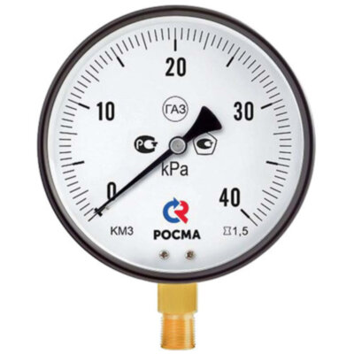 Манометр РОСМА КМ-31Р (0...60 кПа) Дкорп=150мм кл. 1,5 M20x1,5 для низких давлений газов радиальный 00000034466