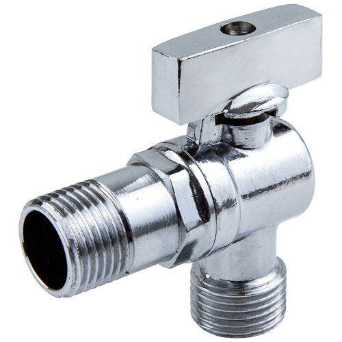 Кран шаровой угловой латунный для бытовых приборов Aquasfera 1041 DN 20 PN 10 резьба - 3/4'', покрытие - хром, неполнопроходной резьбовой НР-НР, ручка-бабочка хромированная 1041-02