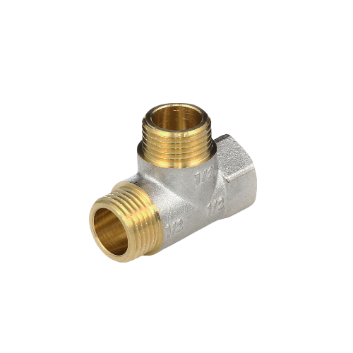 Тройник латунный Aquasfera 9035 DN 20 PN 30 резьба - 3/4'', покрытие - никель, резьбовой ВР-НР-НР (американка), 9035-02