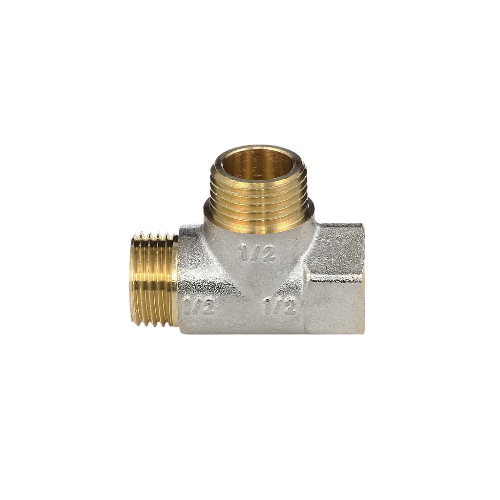 Тройник латунный Aquasfera 9035 DN 20 PN 30 резьба - 3/4'', покрытие - никель, резьбовой ВР-НР-НР (американка), 9035-02