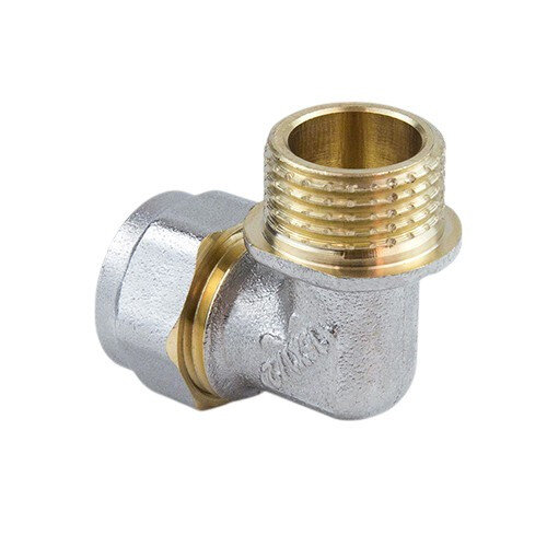 Угольник латунный Aquasfera 7006 DN 20x26 PN 16 резьба - 3/4'', покрытие - никель, резьбовой НР/компрессионный, 7006-05