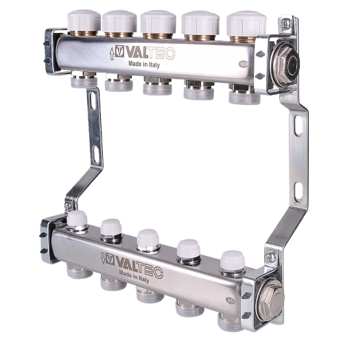 Коллекторная группа VALTEC VTc.582.EMNX.0609 9-ти контурный ВР-НР 1"x3/4" DN 25 PN 10 с регулирующими и балансировочными клапанами