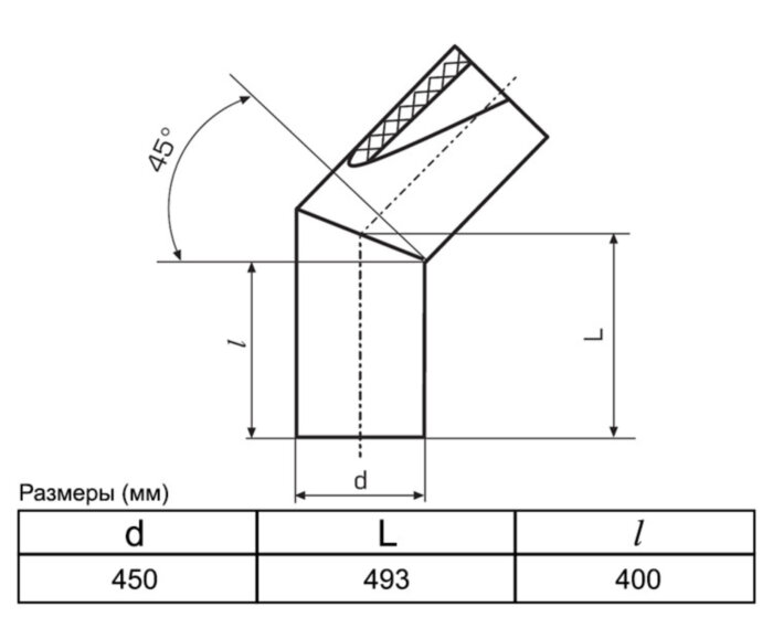 Отвод 450 мм SDR9 45° ПЭ100 сварной сегментный ПНД