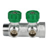 Коллектор распределительный FAR FK 3821 2 отвода ВР-НР 1"х3/4" DN 25 PN 16 с регулирующими клапанами плоское уплотнение 2