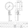 Термометр РОСМА БТ-52.220-300-СН Дкорп=100мм 10 МПа кл. 1,5 M20x1,5 Траб = 0…+300°C биметаллический коррозионностойкий со свободной наружной резьбой УТ-00049187 2