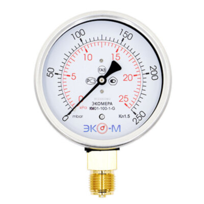 Манометр (тягомер) ЭКОМЕРА КМ Ду 100 мм Ру 0-25 кПа