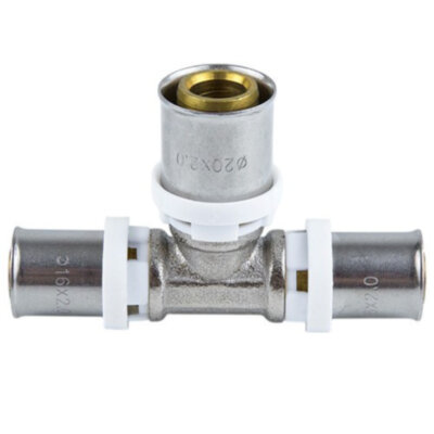 Тройник переходной латунный Aquasfera 8010 DN 20.4х16.4х16.4 PN 16 покрытие - никель, пресс, 8010-03