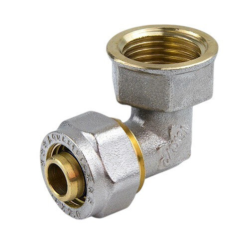 Угольник латунный Aquasfera 7007 DN 20x26 PN 16 резьба - 3/4'', покрытие - никель, резьбовой ВР/компрессионный, 7007-05