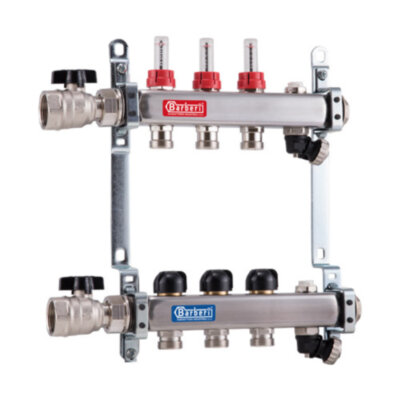 Коллекторная группа BARBERI 16M 7-ми контурный ВР-НР 1"x3/4" DN 25 PN 6 с регулирующими клапанами