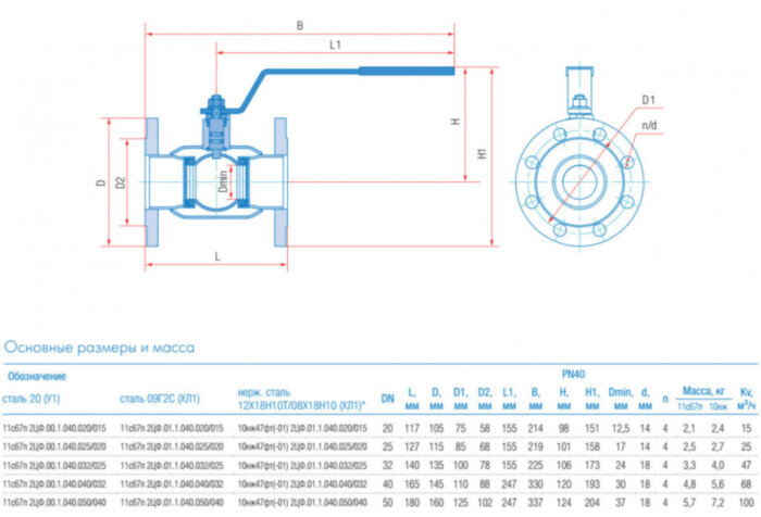Кран шаровой Маршал 11с67п 2ЦФ.00.1 DN 25/20 PN 40 стандартнопроходной фланцевый