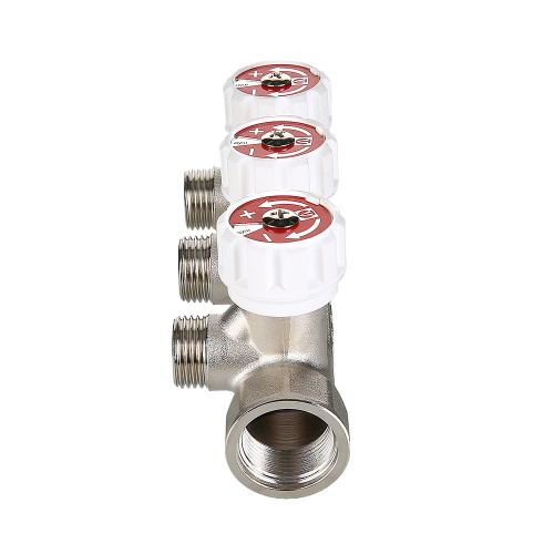 Коллектор распределительный VALTEC VTc.570.N.0504 4 отвода ВР-НР 3/4"x1/2" DN 20 PN 10 с регулирующими клапанами 4