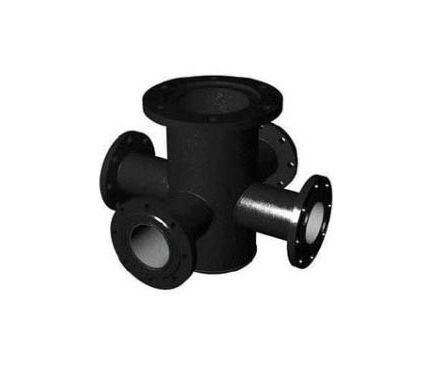 Крест ППКФ Ду 400х100 ВЧШГ ГОСТ 5525-88 чугунный фланцевый с пожарной подставкой