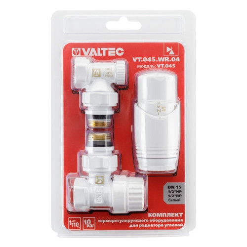 Комплект терморегулирующего оборудования Valtec VT.045 1/2" DN 15 PN 10 для радиатора угловой, белый 3