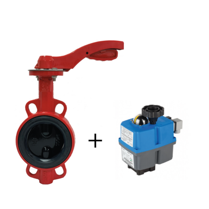 Затвор дисковый поворотный РАШВОРК 200 Ду40 Ру16 межфланцевый чугунный с электроприводом Genebre 5803 220В