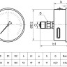 Манометр РОСМА ТМ-521Т.00 (0...0,25 МПа) Дкорп=100мм кл. 1,0 G1/2" коррозионностойкий виброустойчивый осевой 00000040153 2