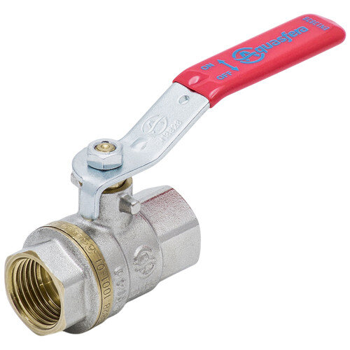 Кран шаровой латунный Aquasfera EURO 1001 DN 100 PN 10 резьба - 4'', покрытие - никель, полнопроходной резьбовой ВР-ВР, ручка-рычаг красная 1001-09