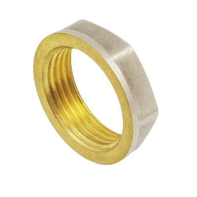 Контргайка латунная Aquasfera 9034 DN 25 PN 25 резьба - 1'', покрытие - никель, с ребордой, резьбовая ВР, 9034-03