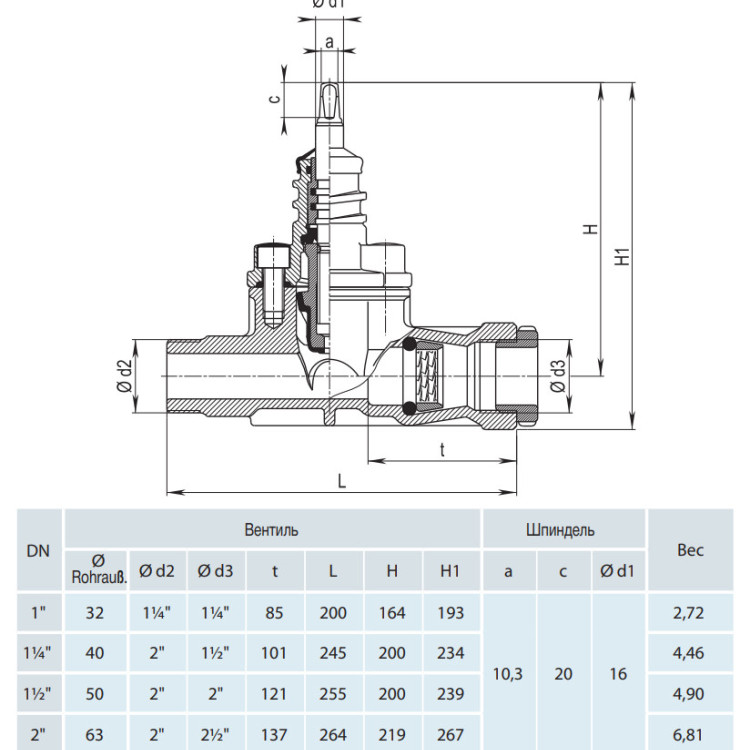Вентиль для домового ввода Hawle 2800 чугун с вн.р/н.р 1 1/2"/50 2