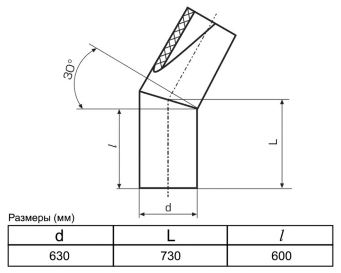 Отвод 630 мм SDR21 30° ПЭ100 сварной сегментный ПНД