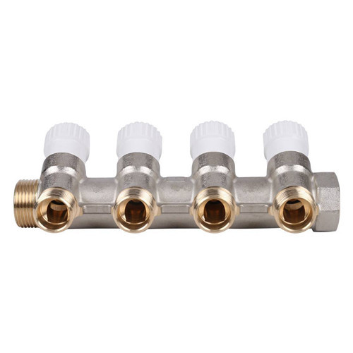 Коллектор распределительный STOUT SMB 6851 4 отвода ВР-НР 3/4"х1/2" DN 20 PN 10 с запорными клапанами 2