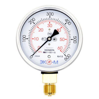 Манометр (тягомер) ЭКОМЕРА КМ Ду 100 мм Ру 0-60 кПа