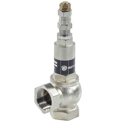 Клапан предохранительный Benarmo ВР 1 1/4"х1 1/4" DN 32х32 PN 16 Pн = 1...16 бар угловой латунный с никелевым покрытием