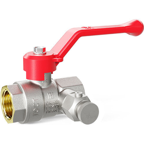 Кран шаровой латунный LD Pride 44.15.В-В.С.Р М20 Ду 15 Ру 40 резьба (ВР-ВР) 1/2", никелированный с красным рычагом, неполнопроходный