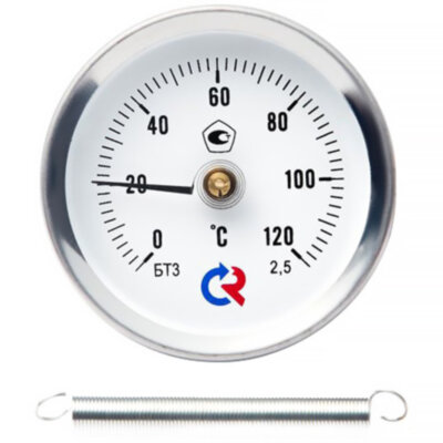 Термометр РОСМА БТ-30.010 Дкорп=63мм кл. 2,5 Траб = 0...+120°C биметаллический специальный накладной с пружиной 00000002384