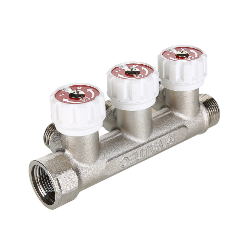 Коллектор распределительный VALTEC VTc.570.N.0504 4 отвода ВР-НР 3/4"x1/2" DN 20 PN 10 с регулирующими клапанами