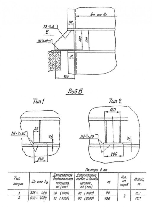 Опора 01 Ду 820 ОСТ 34-10-610-93  неподвижная приварная