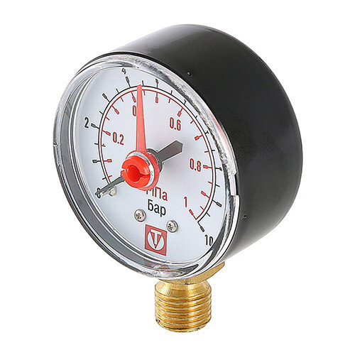Манометр-индикатор VALTEC VT.TM50.D.02 1/4'' (0...10 бар) Дкорп=50мм пружинный радиальный, нижнее подключение